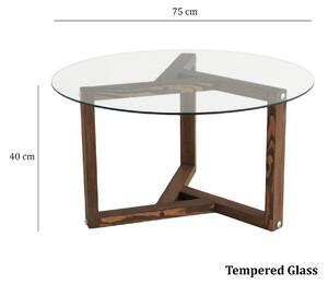 Damzaan Ořechový skleněný konferenční stolek Mori