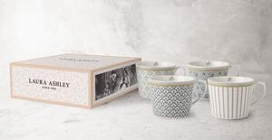 Sada porcelánových hrnků TC Grey Stripe 300ml 4-set box, Laura Ashley UK