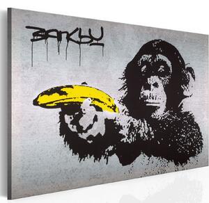 Obraz - Zastav se, nebo opice vystřelí! (Banksy) 60x40