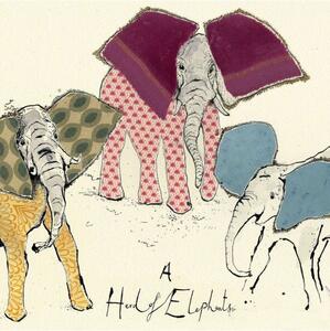 Autorský tisk AW Herd of Elephants, Anna Wright UK Autorský tisk ( bez rámu)