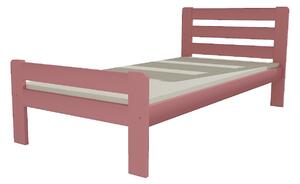Dřevěná postel VMK 1C 90x200 borovice masiv - růžová