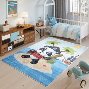 Makro Abra Dětský kusový koberec vhodný k praní BAMBINO 2330 Medvídek Ostrov Moře Loď modrý Rozměr: 80x150 cm