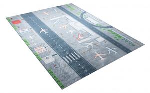 Makro Abra Dětský kusový koberec vhodný k praní BAMBINO 23681 Letiště Letadla šedý Rozměr: 80x150 cm