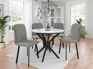 Rozkládací stůl Kirtore M 90 se 4 židlemi Lekoz, Barva dřeva: bíla + černá, Potah: Amor Velvet 4318 Mirjan24 5903211306198