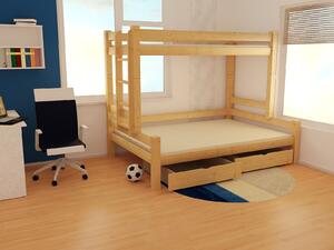Vomaks unit, s.r.o. Patrová postel s rozšířeným spodním lůžkem 8X8 6B Povrchová úprava: netransparentní barva modrá, Umístění žebříku: vpravo, Rozměr: 90/160 x 180 cm