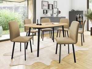 Rozkládací stůl Zerimo S 150x80 se 6 židlemi Lekoz, Barva dřeva: bíla + černá, Potah: Amor Velvet 4311 Mirjan24 5903211306730