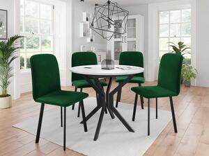 Rozkládací stůl Kirtore M 90 se 4 židlemi Lekoz, Barva dřeva: bíla + černá, Potah: Amor Velvet 4322 Mirjan24 5903211306211