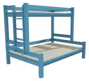 Vomaks unit, s.r.o. Patrová postel s rozšířeným spodním lůžkem 8X8 6B Povrchová úprava: netransparentní barva modrá, Umístění žebříku: vpravo, Rozměr: 90/160 x 180 cm