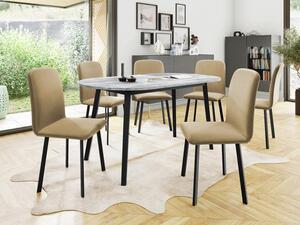 Rozkládací stůl Zerimo S 150x80 se 6 židlemi Lekoz, Barva dřeva: šedý mramor + černá, Potah: Amor Velvet 4302 Mirjan24 5903211306808