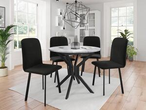 Rozkládací stůl Kirtore M 90 se 4 židlemi Lekoz, Barva dřeva: šedý mramor + černá, Potah: Amor Velvet 4302 Mirjan24 5903211306228