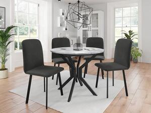 Rozkládací stůl Kirtore M 90 se 4 židlemi Lekoz, Barva dřeva: bíla + černá, Potah: Amor Velvet 4311 Mirjan24 5903211306181