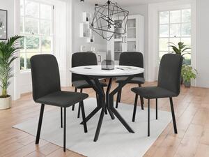Rozkládací stůl Kirtore M 90 se 4 židlemi Lekoz, Barva dřeva: šedý mramor + černá, Potah: Amor Velvet 4318 Mirjan24 5903211306242