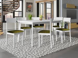 Rozkládací jídelní stůl se 6 židlemi - AL19, Barva dřeva: bílá, Potah: Zetta 297 Mirjan24 5903211301384