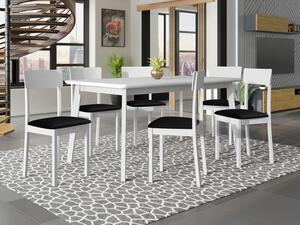 Rozkládací jídelní stůl se 6 židlemi - AL19, Barva dřeva: bílá + černá, Potah: Hygge D20 Mirjan24 5903211301407