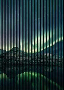 Neuhofer Designový akustický panel „Polární záře“ (Nordlichter01) Vyberte požadovaný rozměr: NR. 4: 1693 x 2400 mm (3 panely)