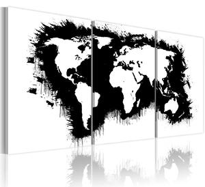 Obraz - Mapa světa v černé a bílé barvě 60x30