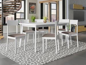 Rozkládací jídelní stůl se 6 židlemi - AL19, Barva dřeva: bílá + černá, Potah: Paros 2 Mirjan24 5903211301445