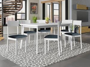 Rozkládací jídelní stůl se 6 židlemi - AL19, Barva dřeva: bílá, Potah: Paros 2 Mirjan24 5903211301360