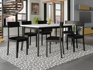 Rozkládací jídelní stůl se 6 židlemi - AL19, Barva dřeva: bílá + černá, Potah: Hygge D20 Mirjan24 5903211301407