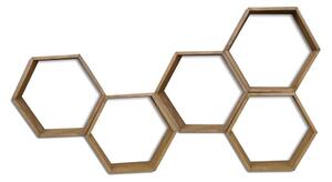 Kalune Design Sada 5 nástěnných polic HEX ořech