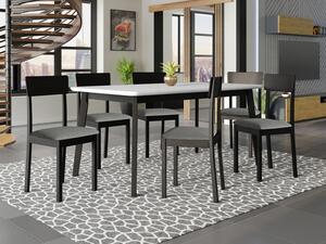 Rozkládací jídelní stůl se 6 židlemi - AL19, Barva dřeva: bílá + černá, Potah: Hygge D91 Mirjan24 5903211301414