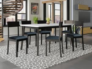 Rozkládací jídelní stůl se 6 židlemi - AL19, Barva dřeva: bílá + černá, Potah: Zetta 300 Mirjan24 5903211301469
