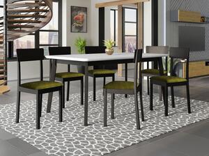 Rozkládací jídelní stůl se 6 židlemi - AL19, Barva dřeva: bílá + černá, Potah: Paros 2 Mirjan24 5903211301445