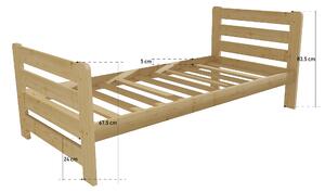 Vomaks unit, s.r.o. Jednolůžková postel VMK001E Povrchová úprava: surové dřevo, Rozměr: 80 x 200 cm