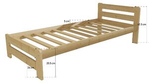 Vomaks unit, s.r.o. Jednolůžková postel VMK002B Povrchová úprava: surové dřevo, Rozměr: 80 x 200 cm