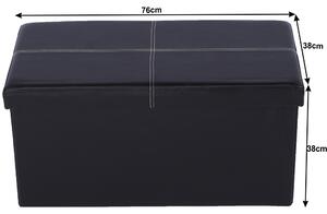 Menší skládací obdélníkový taburet v černé ekokůži TK332