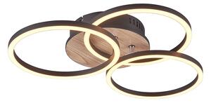 Trio Leuchten R62823135 CIRCLE - Stropní LED svítidlo s dálkovým ovladačem s monturou v imitaci dřeva, LED 27W, 2700 - 6000K, Ø 43,5cm (Stropní lustr stmívatelný dálkovým ovladačem v černé barvě)