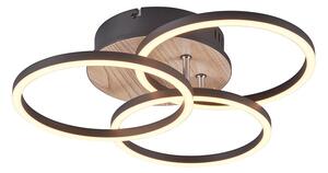 Trio Leuchten R62823135 CIRCLE - Stropní LED svítidlo s dálkovým ovladačem s monturou v imitaci dřeva, LED 27W, 2700 - 6000K, Ø 43,5cm (Stropní lustr stmívatelný dálkovým ovladačem v černé barvě)