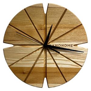 Kamohome Dřevěné nástěnné hodiny CORVUS Průměr hodin: 30 cm, Materiál: Jasan
