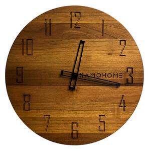 Kamohome Dřevěné hodiny na zeď LYRA Průměr hodin: 40 cm, Materiál: Ořech evropský