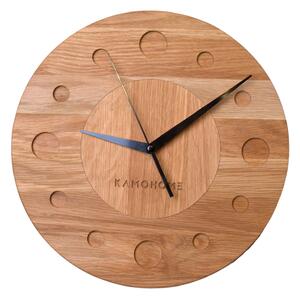 Kamohome Dřevěné nástěnné hodiny TAURUS Průměr hodin: 30 cm, Materiál: Dub