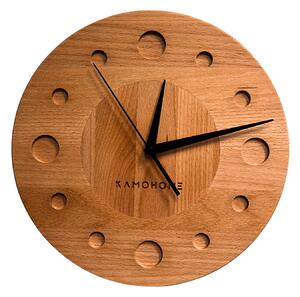 Kamohome Dřevěné nástěnné hodiny TAURUS Průměr hodin: 30 cm, Materiál: Buk
