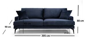 Atelier del Sofa 3-místná pohovka Papira 3 Seater - Navy Blue, Modrá