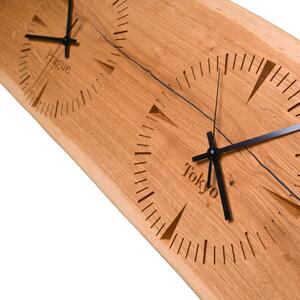Kamohome Designové hodiny na zeď EARTH Velikost: 25x100 cm, Materiál: Dub