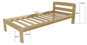 Vomaks unit, s.r.o. Jednolůžková postel VMK008A Povrchová úprava: surové dřevo, Rozměr: 90 x 200 cm