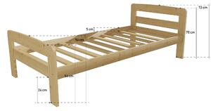Vomaks unit, s.r.o. Jednolůžková postel VMK008C Povrchová úprava: surové dřevo, Rozměr: 90 x 200 cm