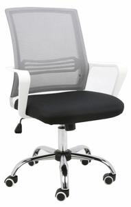 Kancelářská židle, síťovina šedá / látka černá / plast bílý, APOLO