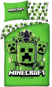 Oboustranné bavlněné ložní povlečení Minecraft Movie - motiv Creepers - 100% bavlna - 70x90 cm + 140x200 cm