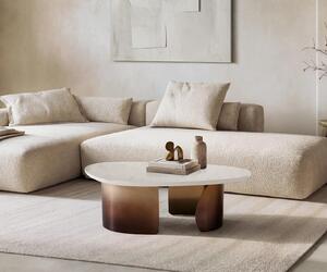 DELIFE Konferenční stolek Marvello 100x50 cm mramor bílá kov zlatá Fusion Finish