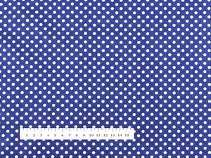 Bavlněná látka/plátno Sandra SA-338 Bílé puntíky na modrém - šířka 140 cm