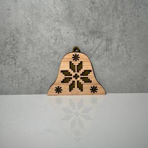 Wooden Mooden Dřevěné vánoční ozdoby Folklor (hnědý podklad) Tvar: zvoneček