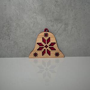 Wooden Mooden Dřevěné vánoční ozdoby Folklor (červený podklad) Tvar: zvoneček