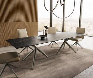 DELIFE Jídelní stůl Edge 300x100 keramika Laminam®Noir Desir hnědá Estelar kulatý kov titanový efektový povrch