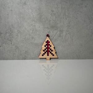 Wooden Mooden Dřevěné vánoční ozdoby Folklor (červený podklad) Tvar: stromeček klasický