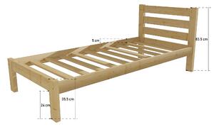 Vomaks unit, s.r.o. Jednolůžková postel VMK011A Povrchová úprava: surové dřevo, Rozměr: 90 x 200 cm