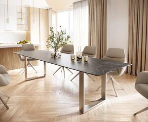 DELIFE Jídelní stůl Edge 300x100 keramika Laminam® Nero Greco antracitová nerezová ocel úzký